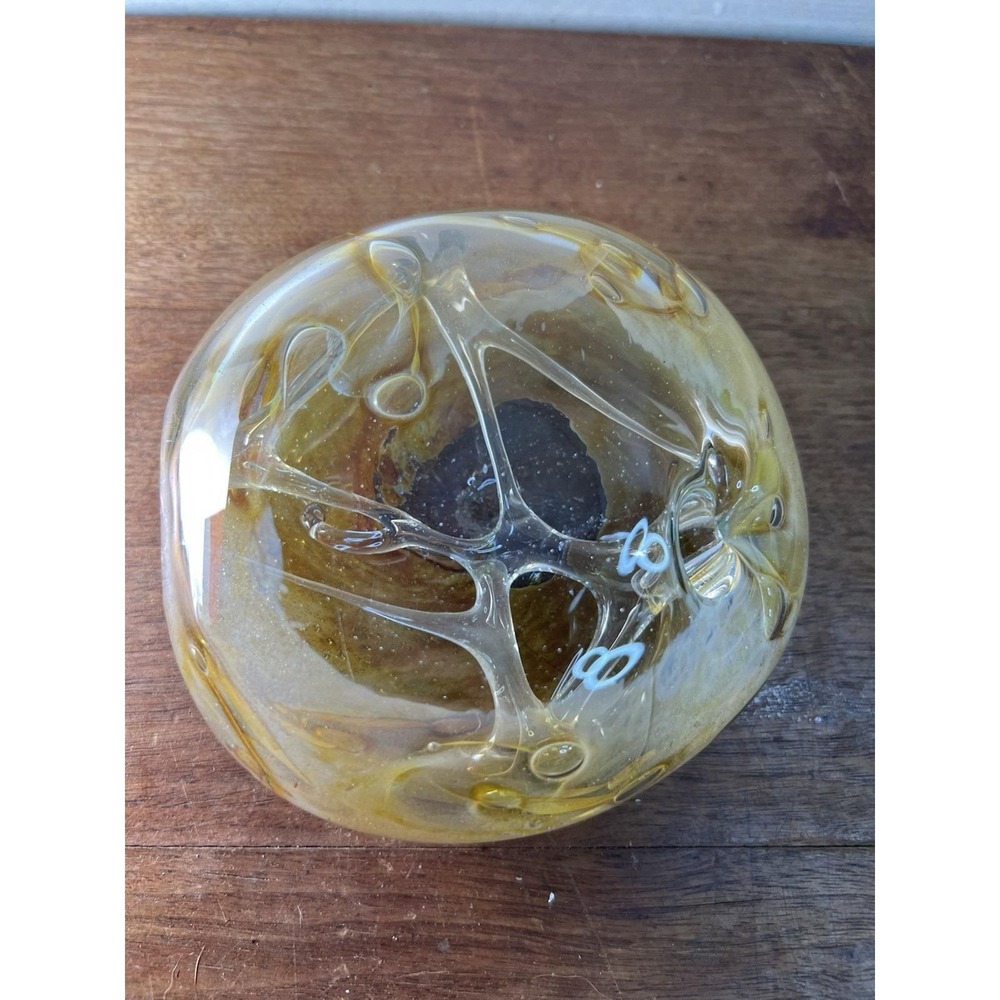 Rare-two Rivers Canada Art Glass Indigenous Native American Paperweight Web Htf